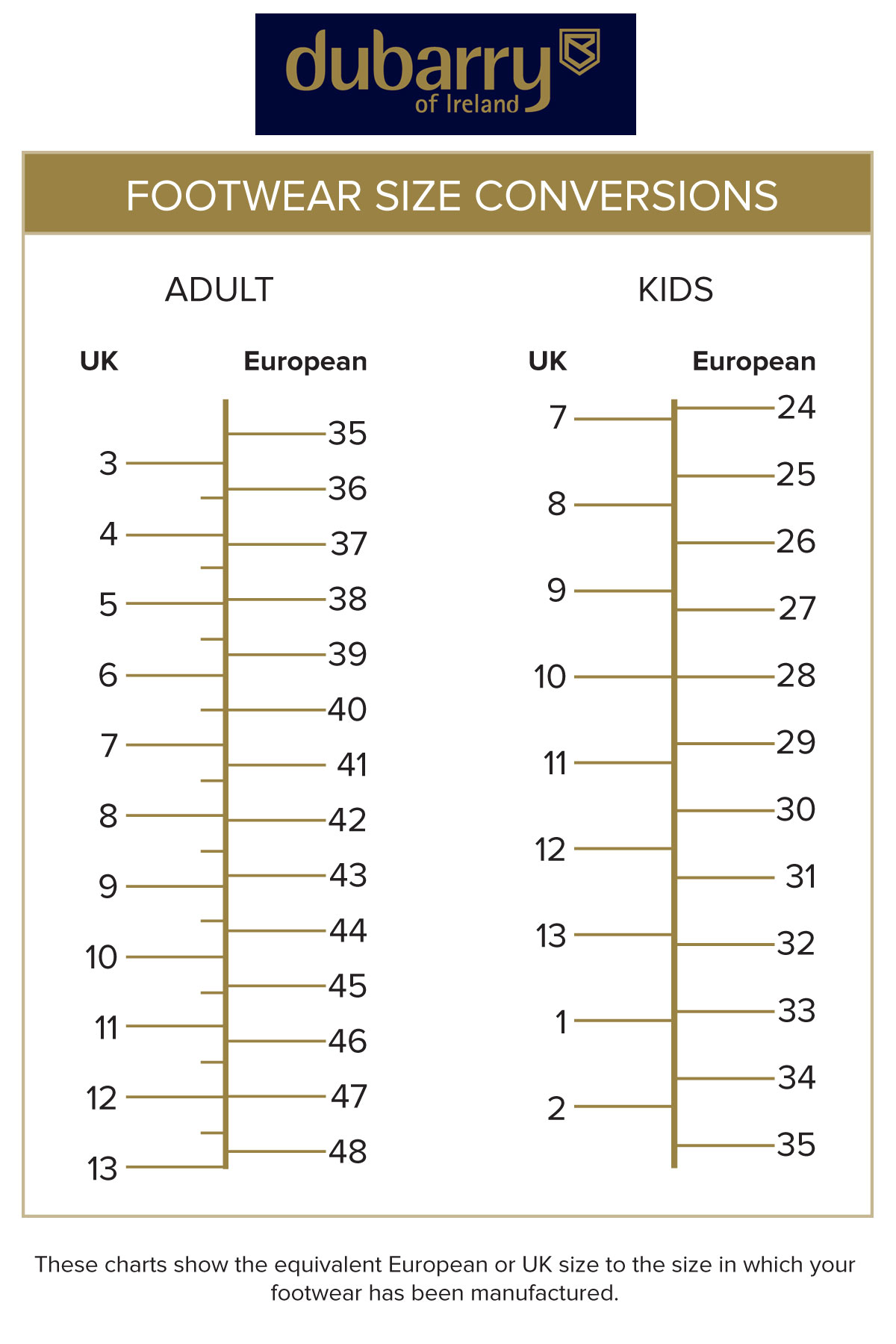 Dubarry Boot Size Chart