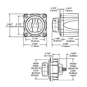 Blue Sea Mini Switch on/Off with Knob 300A - Image