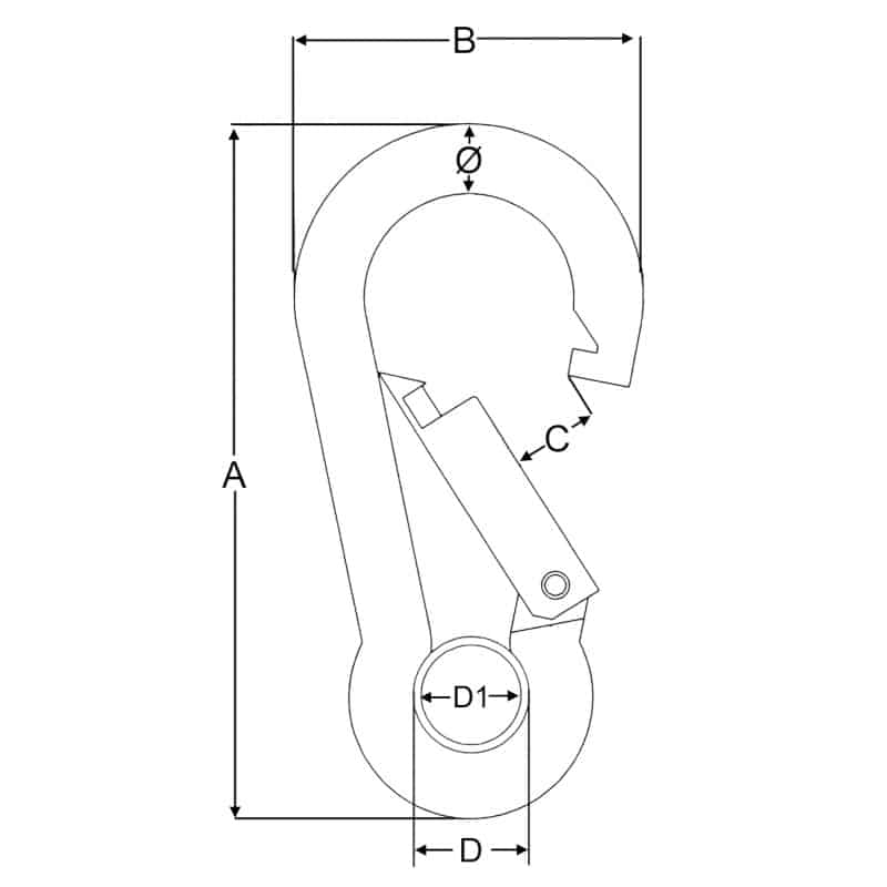 Carbine Budget Hook with Eye - Stainless Steel - Image