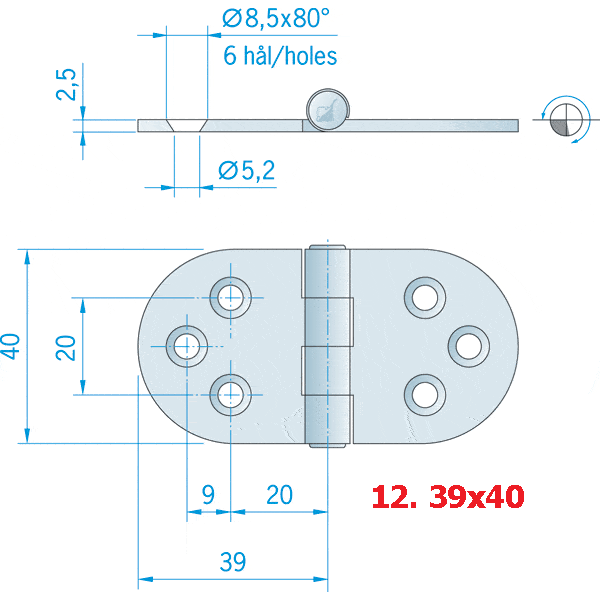 Hinges Stainless Steel - 12.