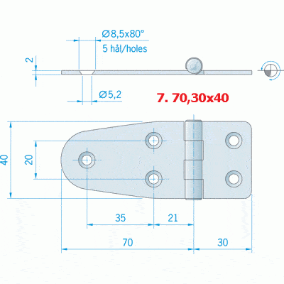 Hinges Stainless Steel - 7.