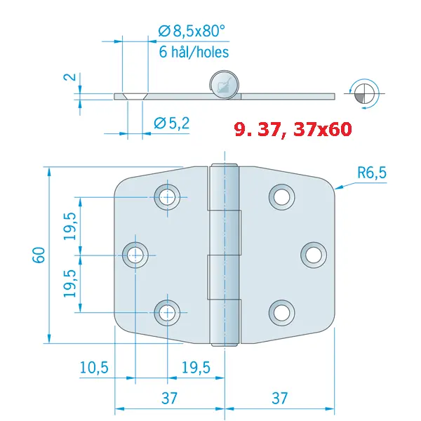 Hinges Stainless Steel - 9.