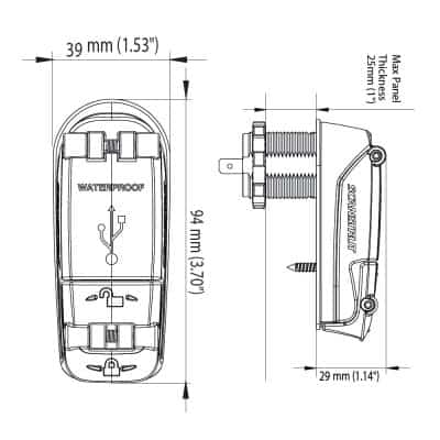 Rokk Charge+ Dual USB Socket - Waterproof - Image