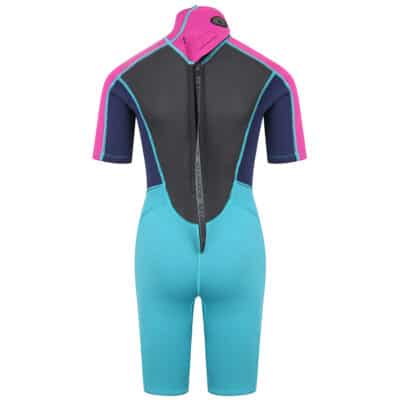 Typhoon Storm3 Shorty Wetsuit For Youth - Aqua / Fuchsia / Navy