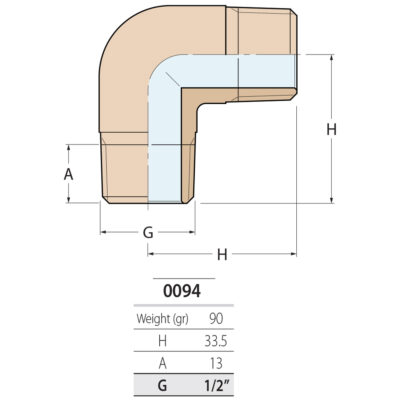 Guidi Brass 90° Elbow Male To Male 1/2" - Image