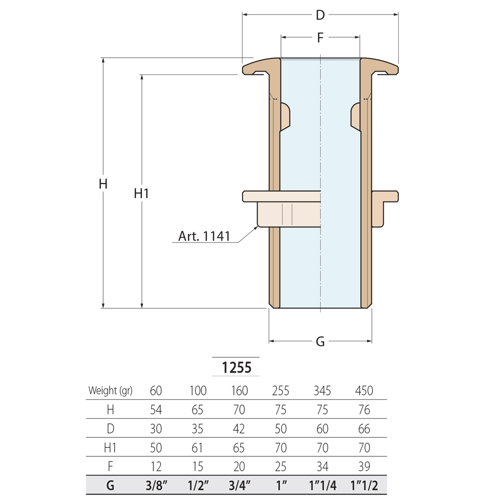 Guidi Brass Skin Fitting Thru Hull - Image