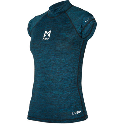 Magic Marine Cube Womens Short Sleve Rash Vest - Blue Melee