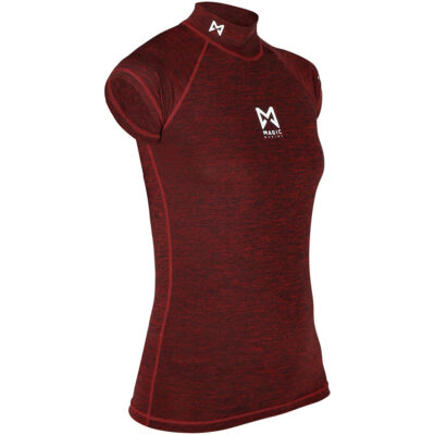 Magic Marine Cube Womens Short Sleve Rash Vest - Red Melee