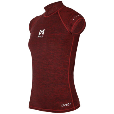 Magic Marine Cube Womens Short Sleve Rash Vest - Red Melee