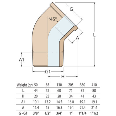 Guidi Bronze 45° Elbow Male To Female - Image