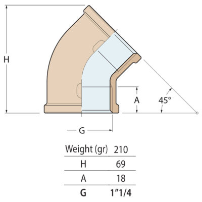 Guidi Brass 45° Elbow Female To Female - Image