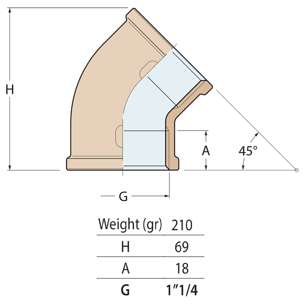 Guidi Brass 45° Elbow Female To Female - Image