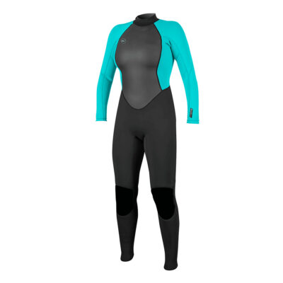 O'Neill Women's Reactor-2 3/2mm Back Zip Full Wetsuit - Black / Light Aqua