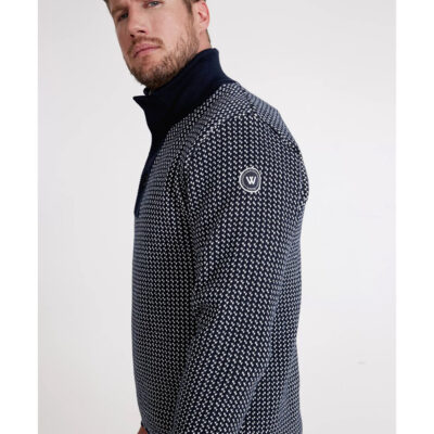 Holebrook Ingvar T-Neck Windproof Sweater - Navy / Off White (Jacquard)