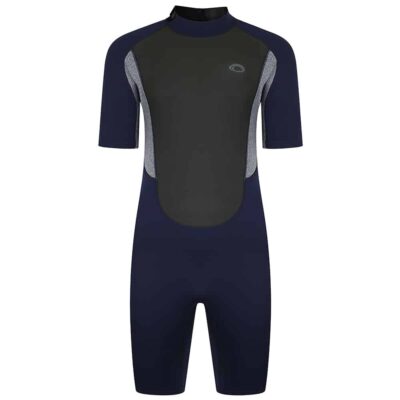 Typhoon Storm3 Shorty Wetsuit For Men Back Zip - Navy / Grey Marl