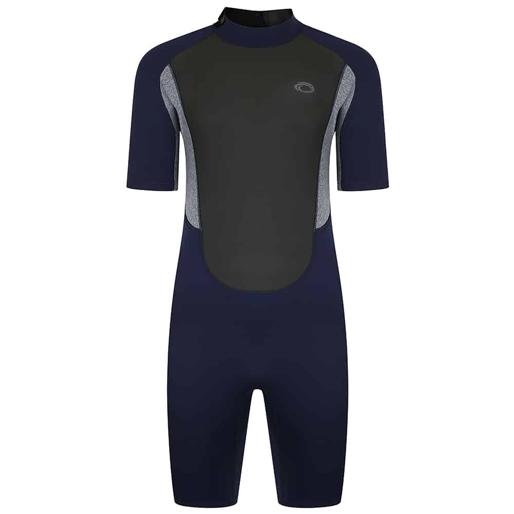 Typhoon Storm3 Shorty Wetsuit For Men Back Zip - Navy / Grey Marl