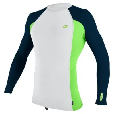 O'Neill Premium Skins Long Sleeve Rash Guard - White/Dayglo/Abyss