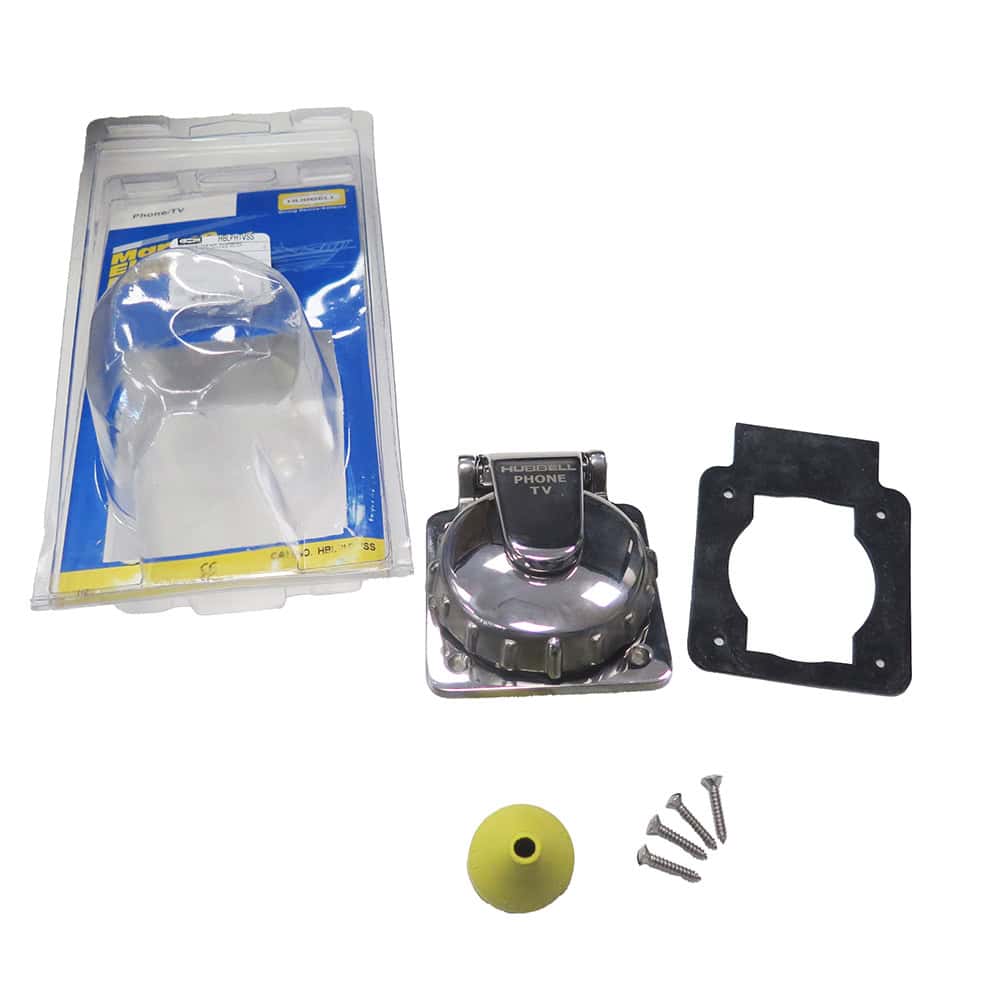 Hubbell Phone/TV Combined Shore Inlet - Round SST - HBLPHTVSS - Image
