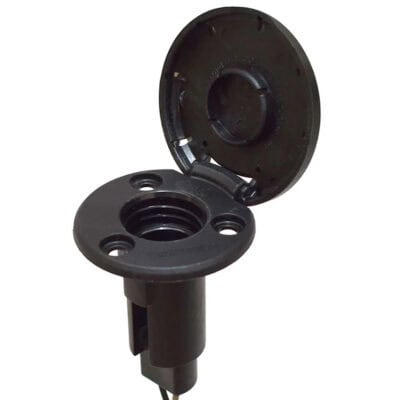 Attwood Light Pole Base 2 Pin - Black with Stainless Steel Cover - Image