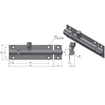 Roca Marine Brass Barrel Bolt 92x25 - Image
