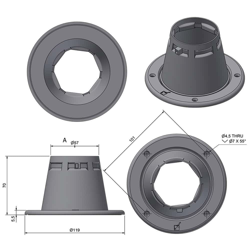 Roca Marine Cable Outlet - Flex - 120mm - Image