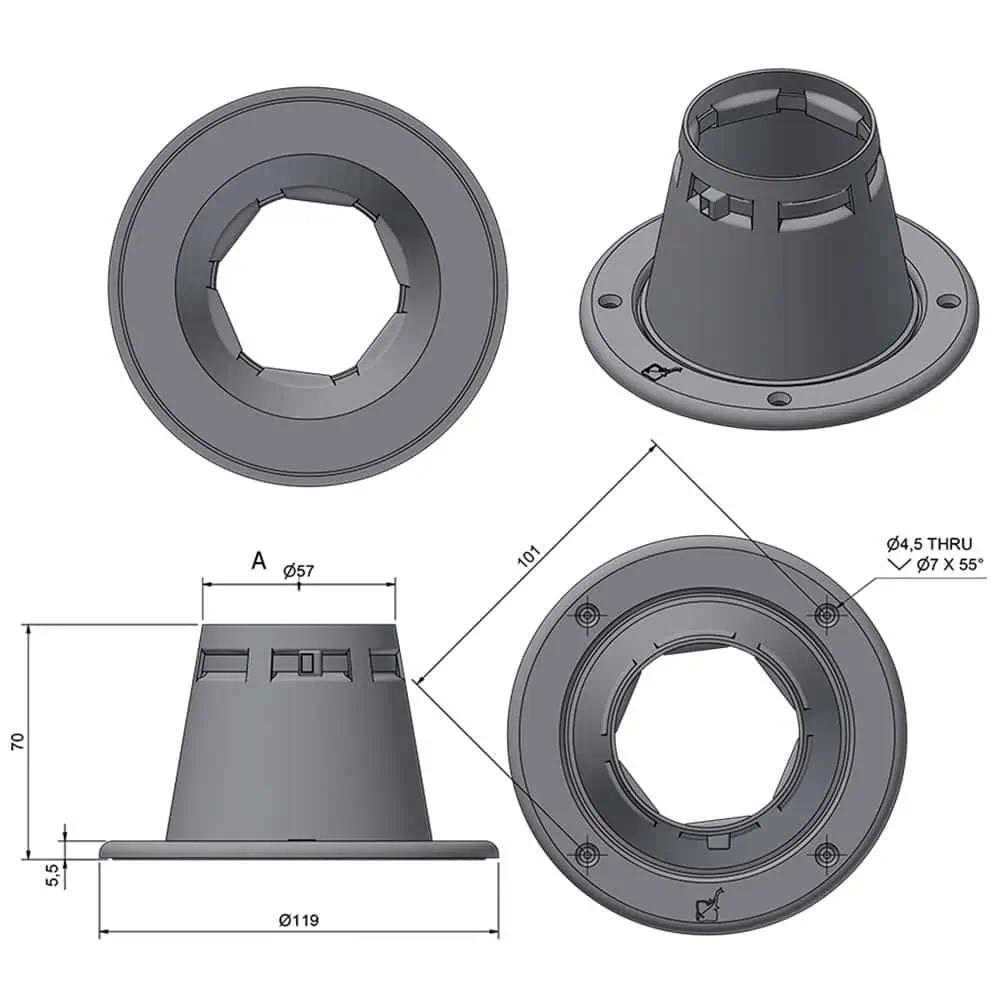 Roca Marine Cable Outlet - Flex - 120mm - Image