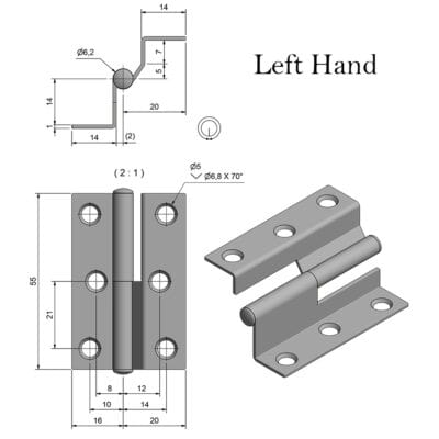 Roca Marine Lift-Off Brass Hinge 55x35 - Image