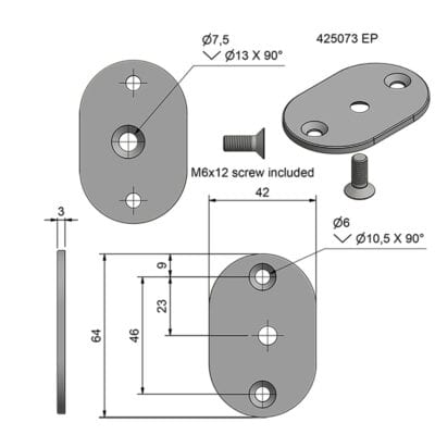 Roca Marine Oval Frontal Montage Plate - Image