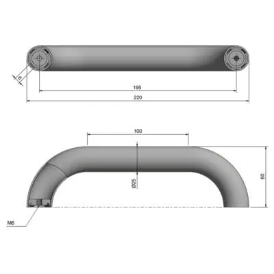 Roca Marine Rounded Handrail Stainless Steel - Short - Image
