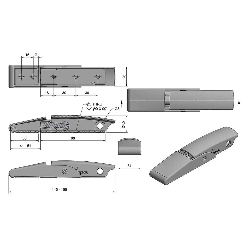 Roca Marine 416 Covered Eccentric Latch - 145/155 - Image