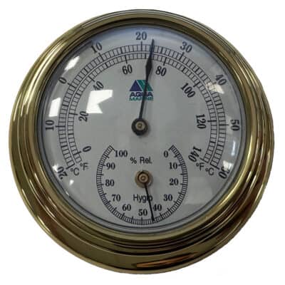 AquaMarine Thermo/Hygrometer - Brass 70mm