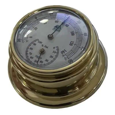 AquaMarine Thermo/Hygrometer - Brass 70mm