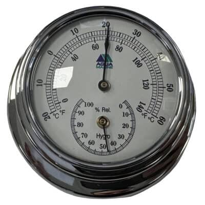 AquaMarine Thermo/Hygrometer - Chrome 70mm
