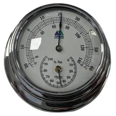 AquaMarine Thermo/Hygrometer - Chrome 70mm