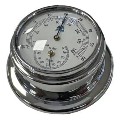 AquaMarine Thermo/Hygrometer - Chrome 70mm