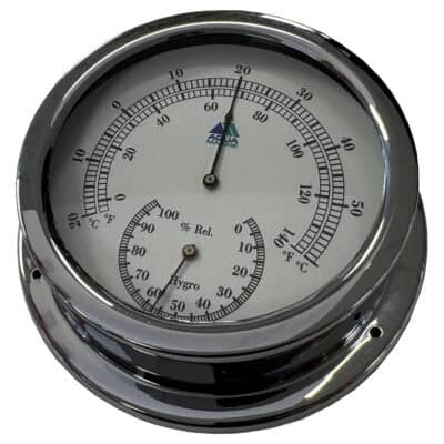 AquaMarine Thermo/Hygrometer - Chrome 95mm