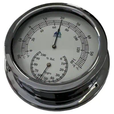AquaMarine Thermo/Hygrometer - Chrome 95mm