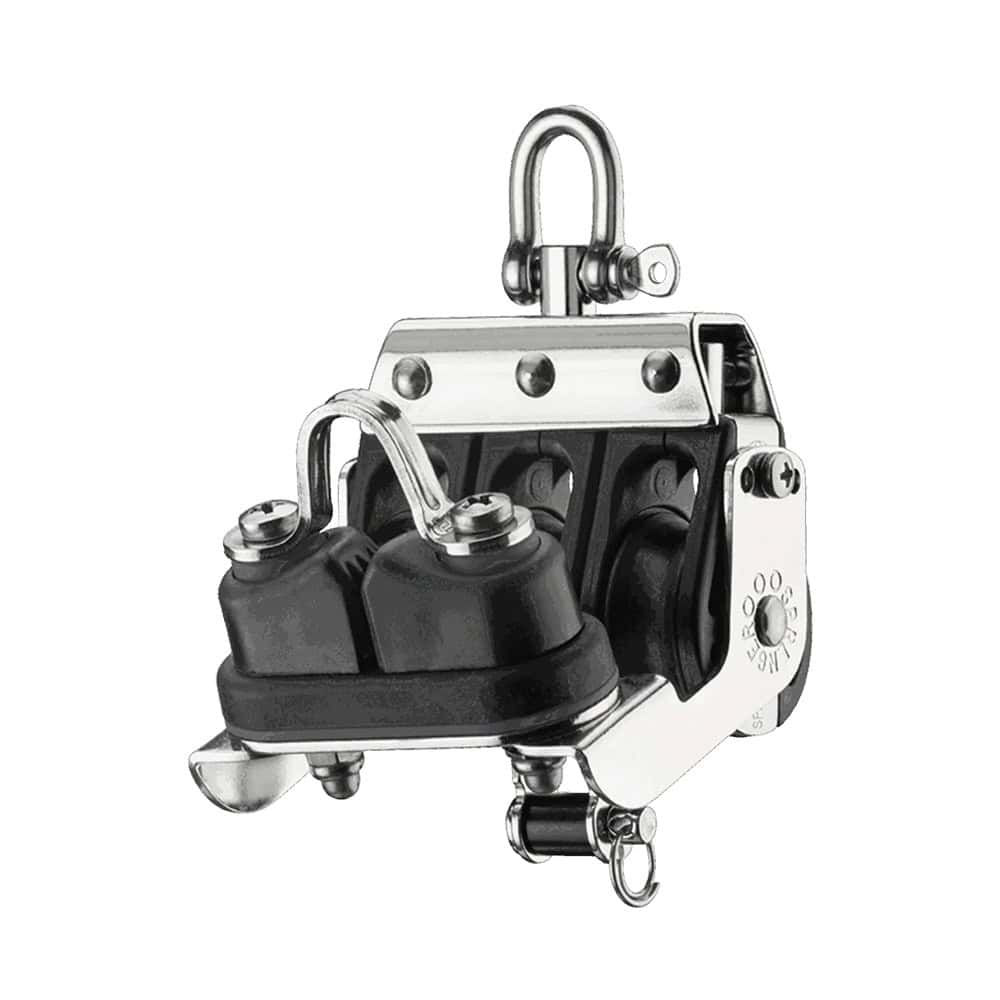 Sprenger S-Block Mainsheet Sliding Bearing 8 mm - 3 Sheaves, Becket, Cam Cleat, Adjustment Set - Image