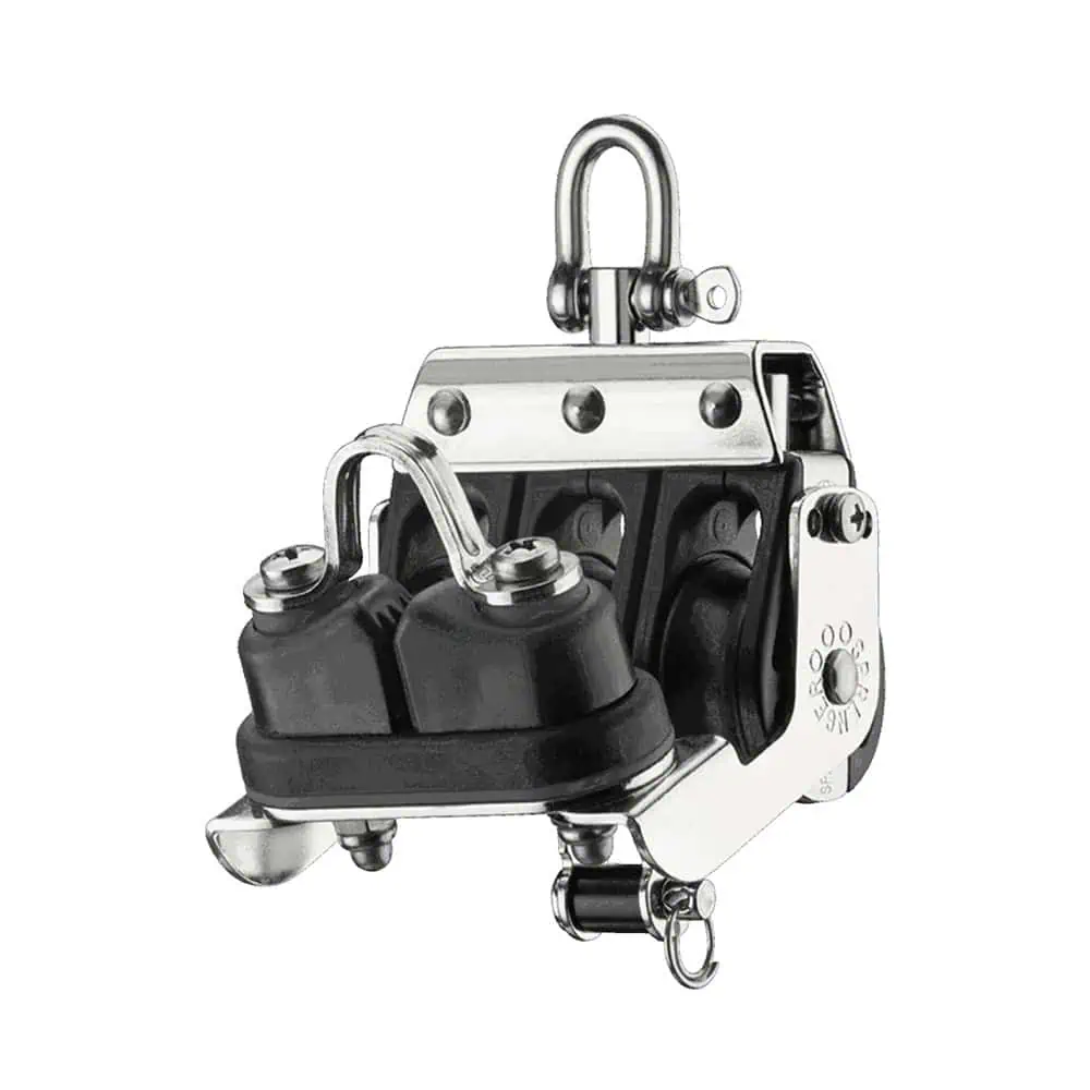 Sprenger S-Block Mainsheet Sliding Bearing 8 mm - 3 Sheaves, Becket, Cam Cleat, Adjustment Set - Image