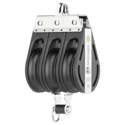 Sprenger S-Block Sliding Bearing 12mm - 3 Sheaves, Bow, Becket - Image