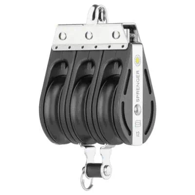 Sprenger S-Block Sliding Bearing 12mm - 3 Sheaves, Bow, Becket - Image
