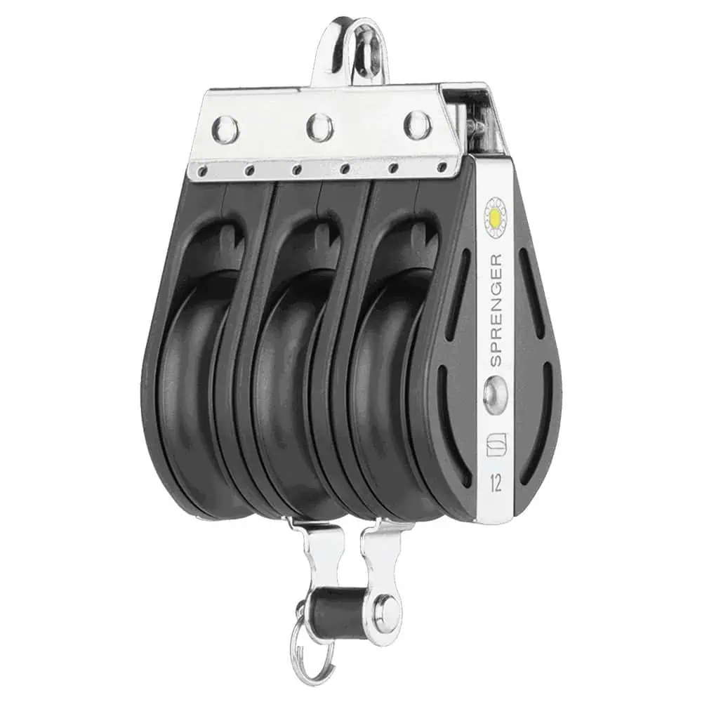 Sprenger S-Block Sliding Bearing 12mm - 3 Sheaves, Bow, Becket - Image