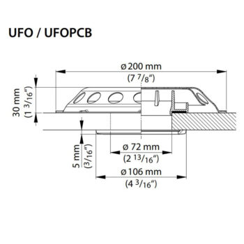Ventus Stainless Steel UFO Deck Ventilator - Incl. Plastic Grill - Image