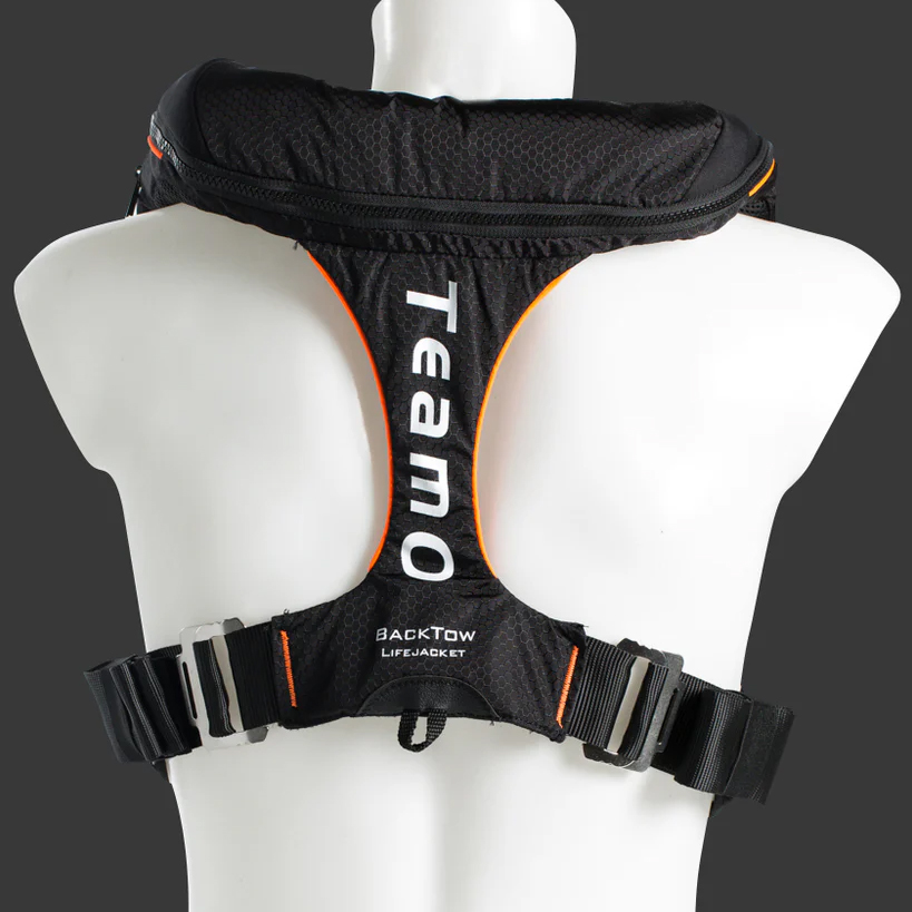 TeamO 170N Offshore Lifejacket - with BackTow Technology - Auto Harness - Black/Orange