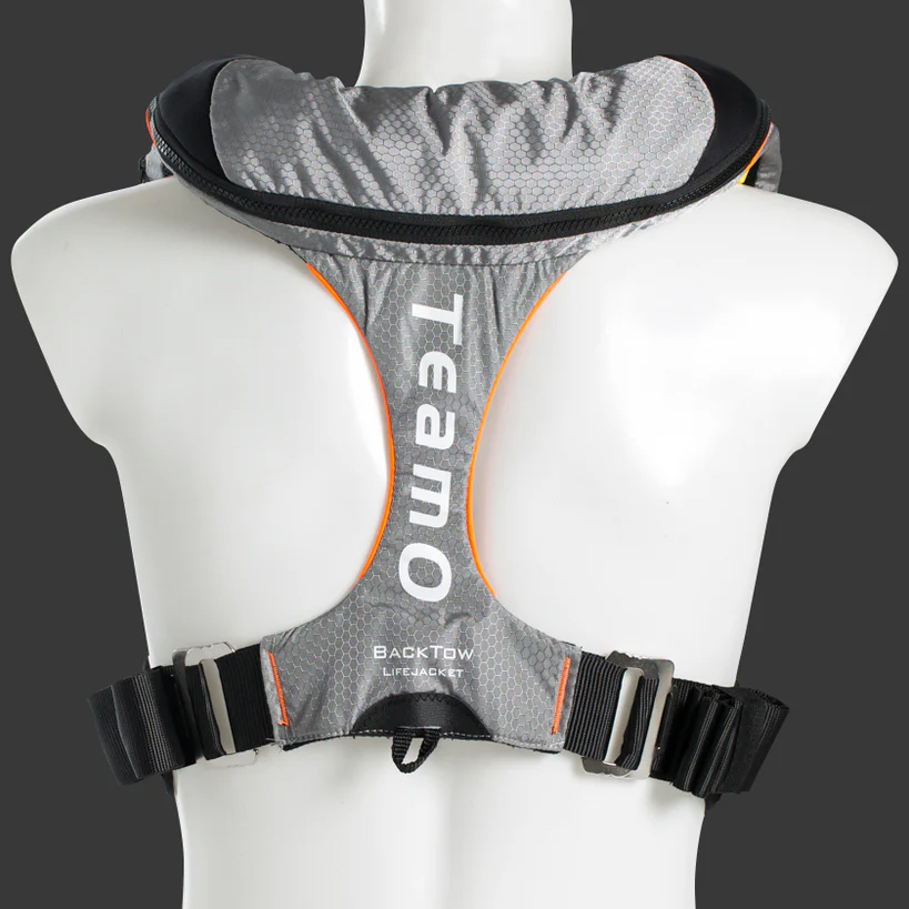 TeamO 170N Offshore Lifejacket - with BackTow Technology - Auto Harness - Grey/Orange