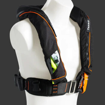 TeamO 170N Offshore Lifejacket - with BackTow Technology - Manual Harness - Black/Orange