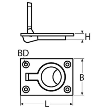 Proboat Stainless Steel Square Hatch Lift Flush - Image