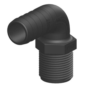 TruDesign Hose Tail - Male 90° Bend Compact 19mm Hose 3/4" BSP - Image