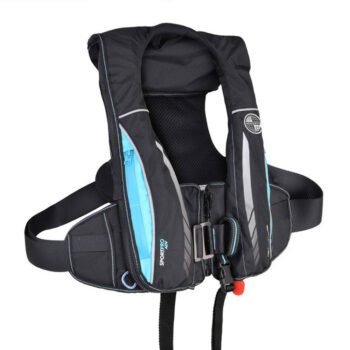 Kru Sport Pro 170N ADV Lifejacket - Automatic with Harness, Light and Spray Hood - Carbon / Sky
