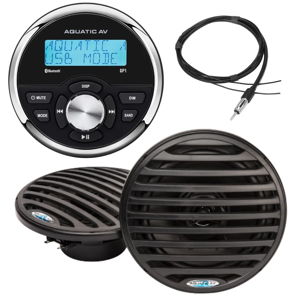 Aquatic AV GP1 Stereo and Speaker Bundle - Black Speakers